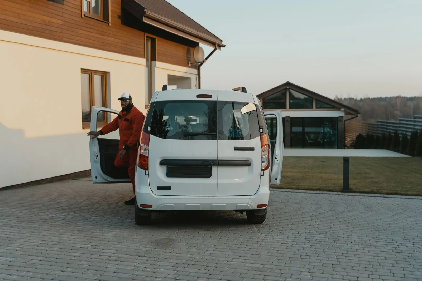 A technician with a service van