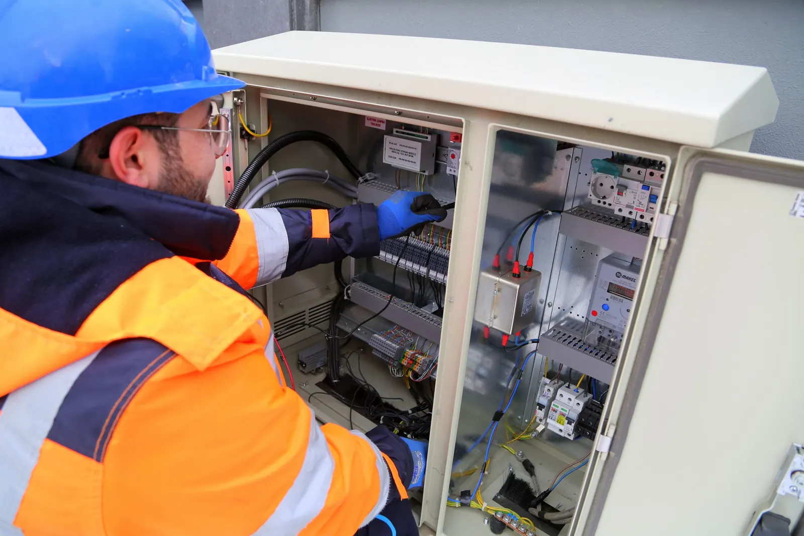 A technician at work outdoors